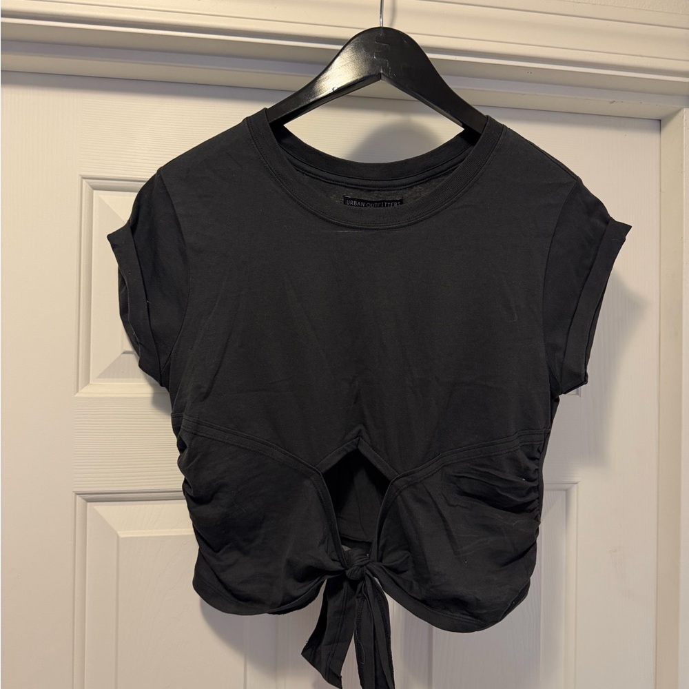 Urban Outfitters Black Tie-Front Crop Top